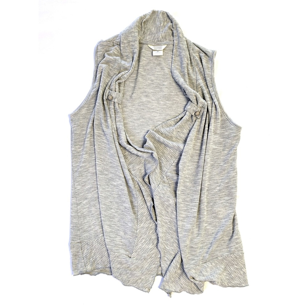 Christopher & Banks Gray Space Dye Draped Open Front Vest Sleeveless Cardigan M